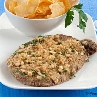 Onion Crusted Scotch Fillet with home-made Chips
