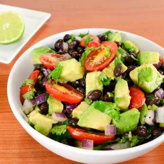 Black Bean Salad with Avocado, Tomatoes, Red Onion, and Cilantro