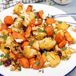 Roasted Cauliflower And Carrots (With Cranberries And Feta)
