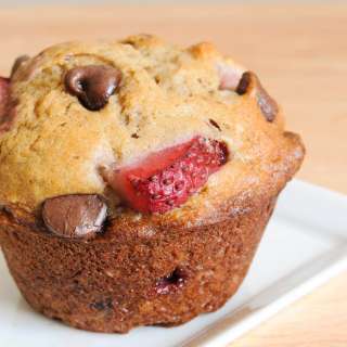 Banana, Strawberry, and Chocolate Chip Muffins