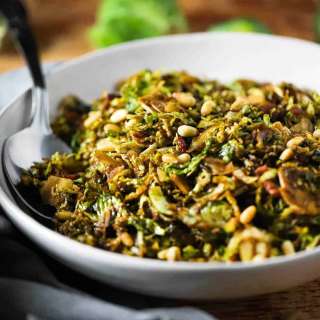 Shaved Brussels Sprouts with Pancetta and Balsamic