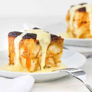 Pressure Cooker Pumpkin Bread Pudding with Vanilla Custard Sauce