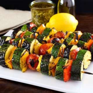 Lemon Pesto Vegetable Skewers