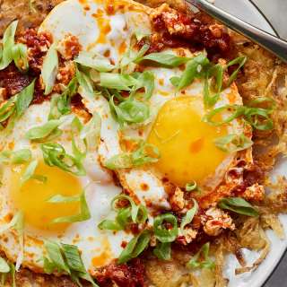 Crispy Hash Browns with Chile-Fried Egg