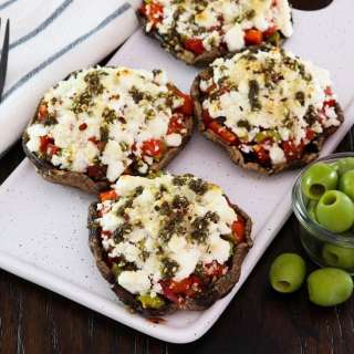 Roasted Portobello Pepper Caps with Goat Cheese