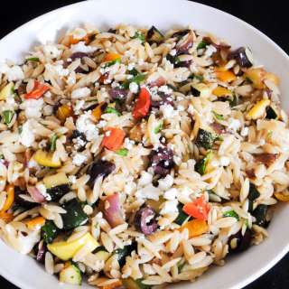 Mediterranean Orzo Salad with Grilled Vegetables