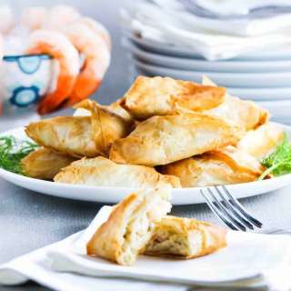 Air Fryer Shrimp and Artichoke Phyllo Triangles