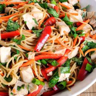 Spicy Sesame Noodles with Roasted Chicken