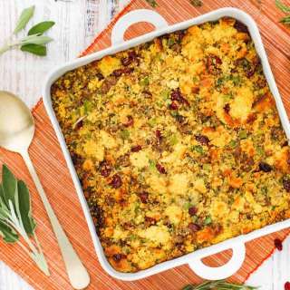 Cornbread Dressing with Sausage and Cranberries
