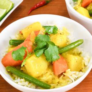 Thai Yellow Curry with Potatoes, Carrots, and Green Beans