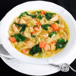 Turkey and Orzo Soup with Spinach