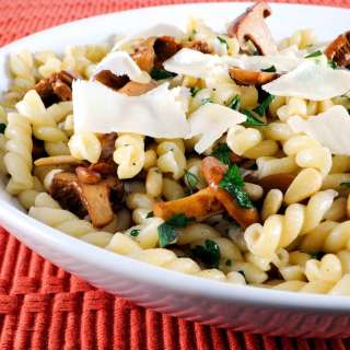 Gemelli with Chanterelles, Pine Nuts, and Parmesan