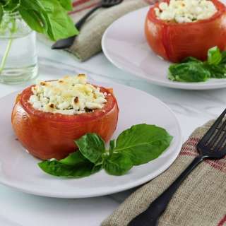 Quinoa Stuffed Tomatoes with Pesto and Goat Cheese