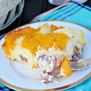Cheesy Overnight Ham Egg Casserole