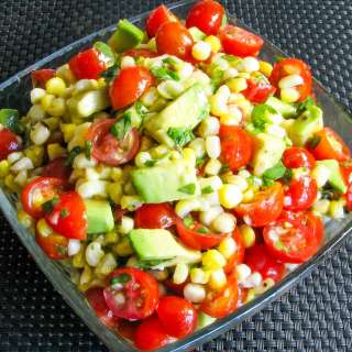 Grilled Corn, Avocado, and Tomato Salad with Honey Lime Dressing