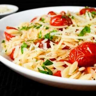 Orzo with Garlicky Roasted Tomatoes and Parmesan
