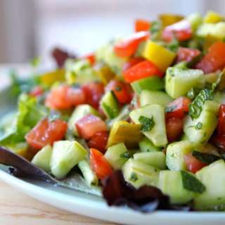 Israeli Salad with Pickles and Mint