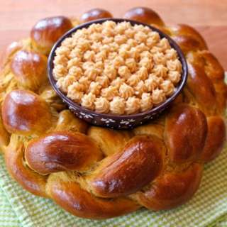 Pumpkin Challah Centerpiece with Cinnamon Honey Butter