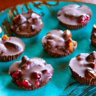 Dark Chocolate Fruit Candies with Pomegranates, Figs and Dates