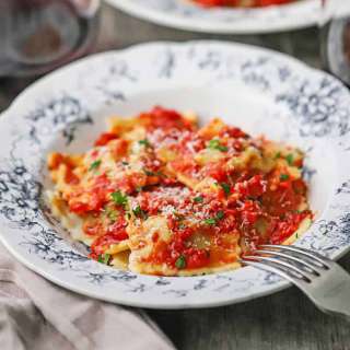 Homemade Beef Ravioli with Tomato Sauce