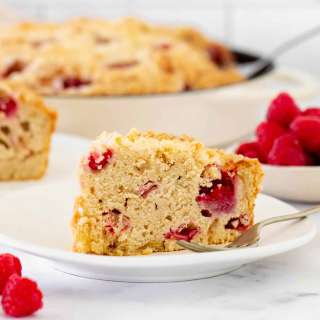 Raspberry Rhubarb Skillet Coffee Cake