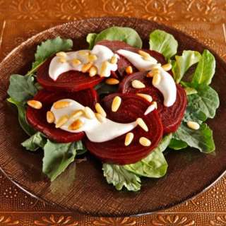 Roasted Beets with Tahini and Pine Nuts