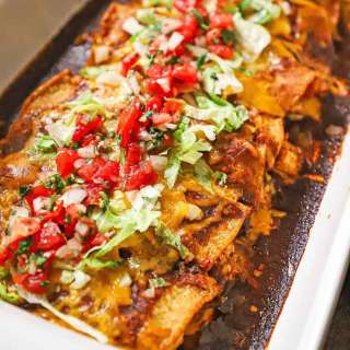 Leftover Turkey Enchiladas with Red Sauce
