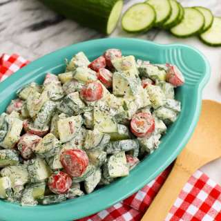 Cucumber and Tomato Salad with Creamy Herb Dressing