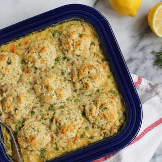 Turkey and Biscuits Casserole with Lemon and Dill