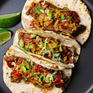 Korean Beef Tacos with Kimchi