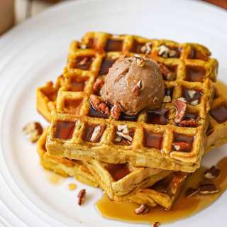 Pumpkin Waffles with Whipped Cinnamon Honey Butter