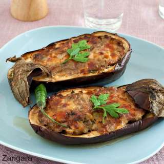 Sausage and Smoked Scamorza Stuffed Eggplant