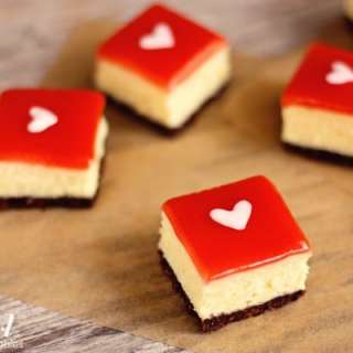White Chocolate Cheesecake Squares with Strawberry Glaze