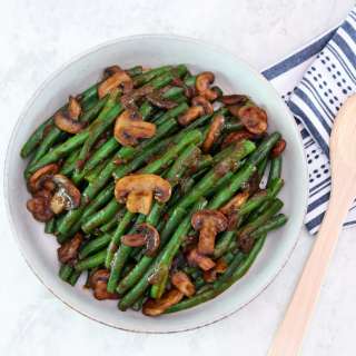 Green Beans and Mushrooms with Plum Sauce