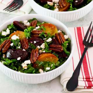 Roasted Beet Salad with Kale and Maple Balsamic