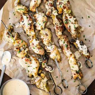 Grilled Chicken Skewers with Alabama White Sauce