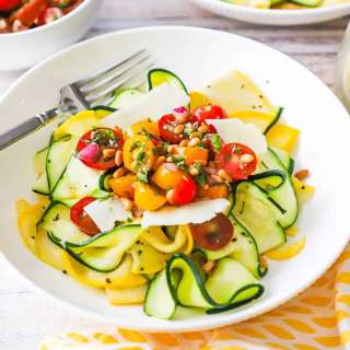 Zucchini and Yellow Squash Salad with Tomato Relish
