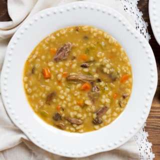 Mushroom Barley Soup with Flanken