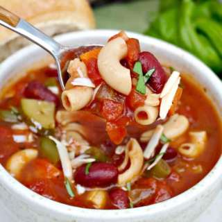 Minestrone Soup with Chickpea Pasta