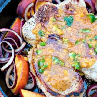 Pork Chops with Peach Jalapeno Sauce