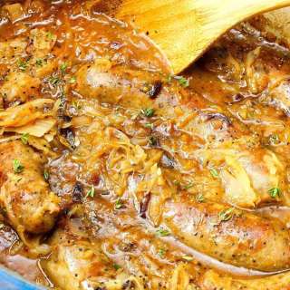 Ale-Braised Bratwurst and Sauerkraut