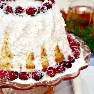 Chiffon Cake with Sugared Cranberries