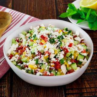 Israeli Salad with Feta Cheese and Mint