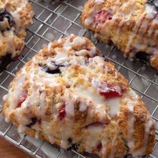 Triple Berry Scones with Lemon Glaze