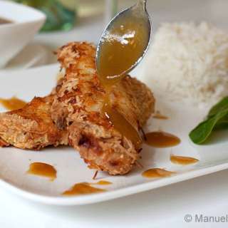 Coconut Chicken Tenders with Apricot Sauce