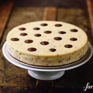 Toffee Cheesecake with Chocolate Polka Dots
