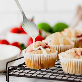 Strawberry Muffins with Lime Glaze