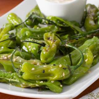 Roasted Sesame Shishito Peppers with Soy Garlic Aioli