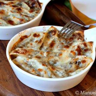 Baked Jumbo Shells filled with Zucchini and Mushrooms