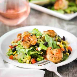 Grilled Shrimp, Corn & Avocado Salad with Lime-Cilantro Dressing